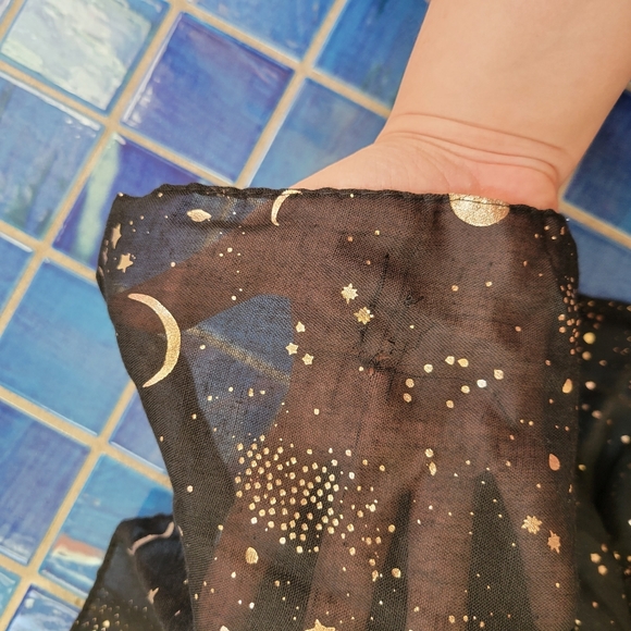 MEGA SALE! Black Celestial Moon Stars Scarf - Picture 7 of 8